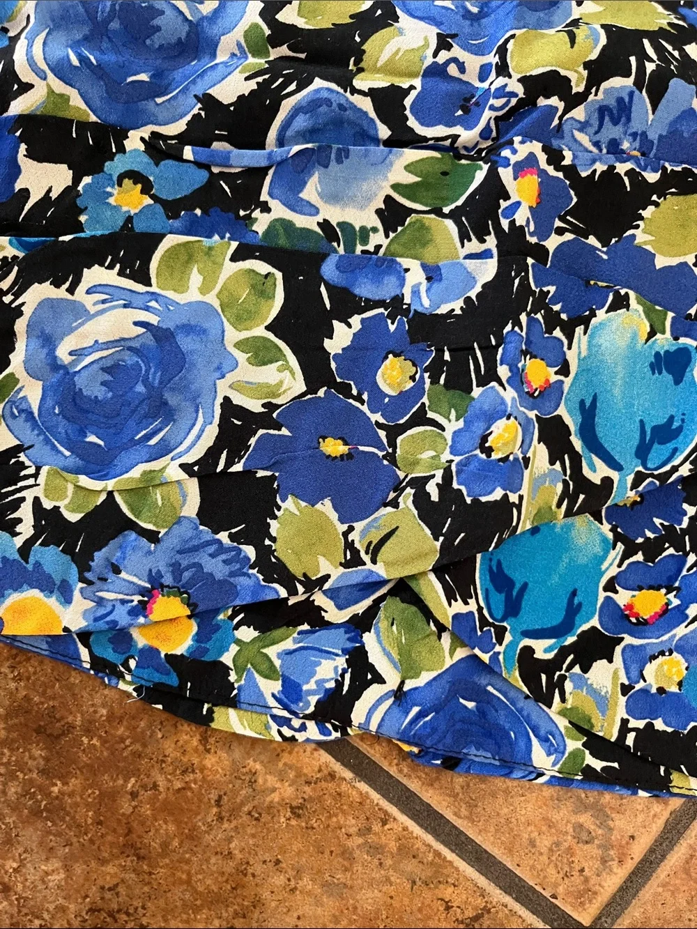 Zara Mini Tiered Skirt Size XS NWT Blue Green Floral